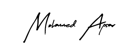 The Arty Signature typeface gives name Mohammed Apsar a refined look. Suitable for certificates, diplomas, and official verification. Mohammed Apsar signature style 8 images and pictures png