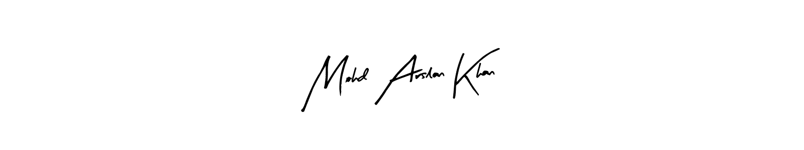 Arty Signature is a professional signature style that is perfect for those who want to add a touch of class to their signature. It is also a great choice for those who want to make their signature more unique. Get Mohd Arslan Khan name to fancy signature for free. Mohd Arslan Khan signature style 8 images and pictures png