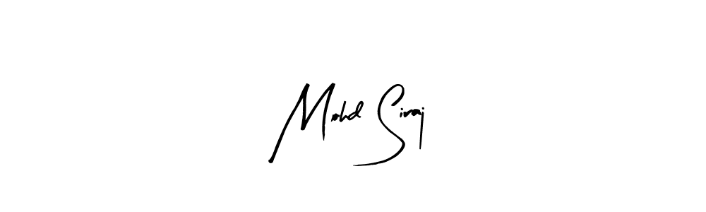 Arty Signature is a professional signature style that is perfect for those who want to add a touch of class to their signature. It is also a great choice for those who want to make their signature more unique. Get Mohd Siraj name to fancy signature for free. Mohd Siraj signature style 8 images and pictures png