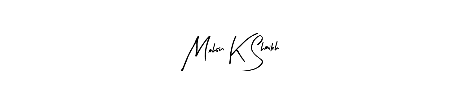 Arty Signature is a professional signature style that is perfect for those who want to add a touch of class to their signature. It is also a great choice for those who want to make their signature more unique. Get Mohsin K Shaikh name to fancy signature for free. Mohsin K Shaikh signature style 8 images and pictures png