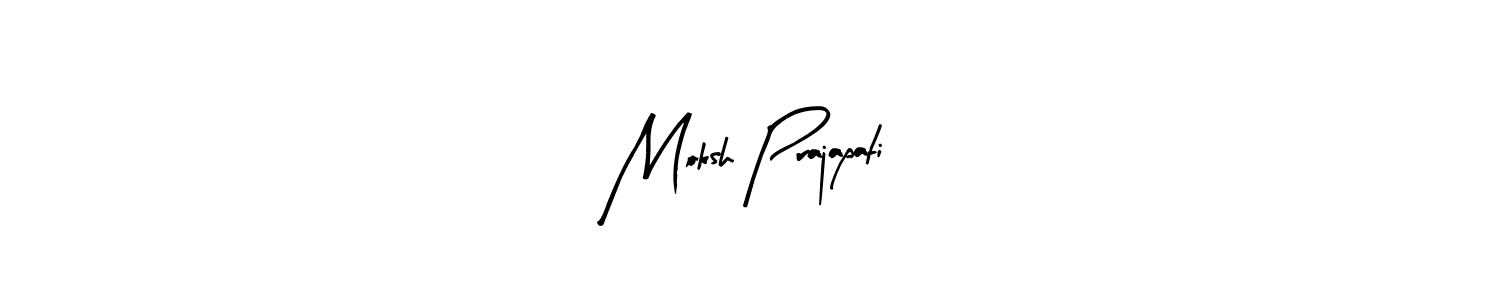 The best way (Arty Signature) to make a short signature is to pick only two or three words in your name. The name Moksh Prajapati include a total of six letters. For converting this name. Moksh Prajapati signature style 8 images and pictures png