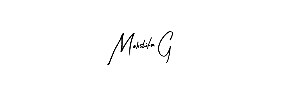 Arty Signature is a professional signature style that is perfect for those who want to add a touch of class to their signature. It is also a great choice for those who want to make their signature more unique. Get Mokshita G name to fancy signature for free. Mokshita G signature style 8 images and pictures png