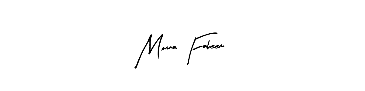 Momna Faheem stylish signature style. Best Handwritten Sign (Arty Signature) for my name. Handwritten Signature Collection Ideas for my name Momna Faheem. Momna Faheem signature style 8 images and pictures png