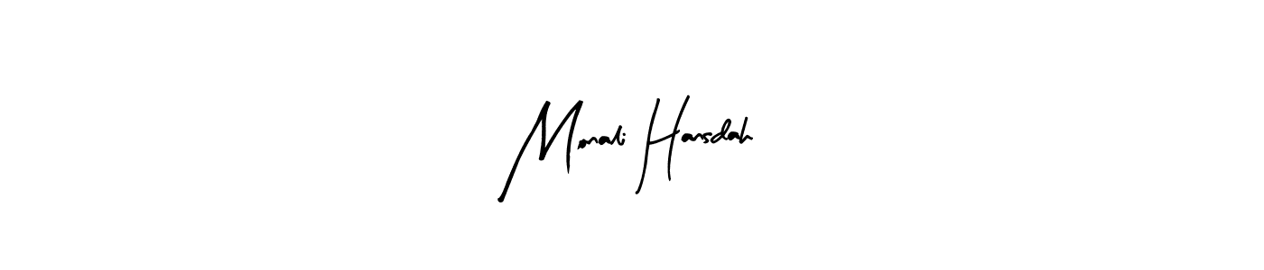 Arty Signature is a professional signature style that is perfect for those who want to add a touch of class to their signature. It is also a great choice for those who want to make their signature more unique. Get Monali Hansdah name to fancy signature for free. Monali Hansdah signature style 8 images and pictures png