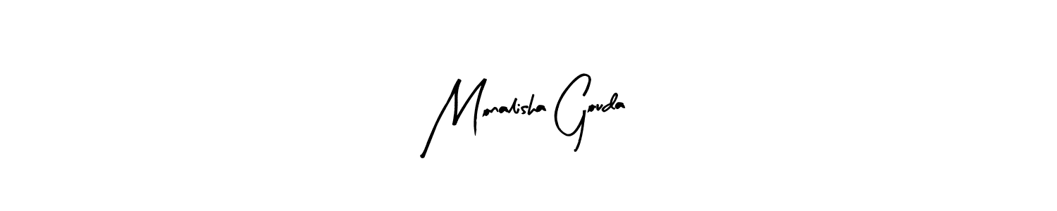 Arty Signature is a professional signature style that is perfect for those who want to add a touch of class to their signature. It is also a great choice for those who want to make their signature more unique. Get Monalisha Gouda name to fancy signature for free. Monalisha Gouda signature style 8 images and pictures png