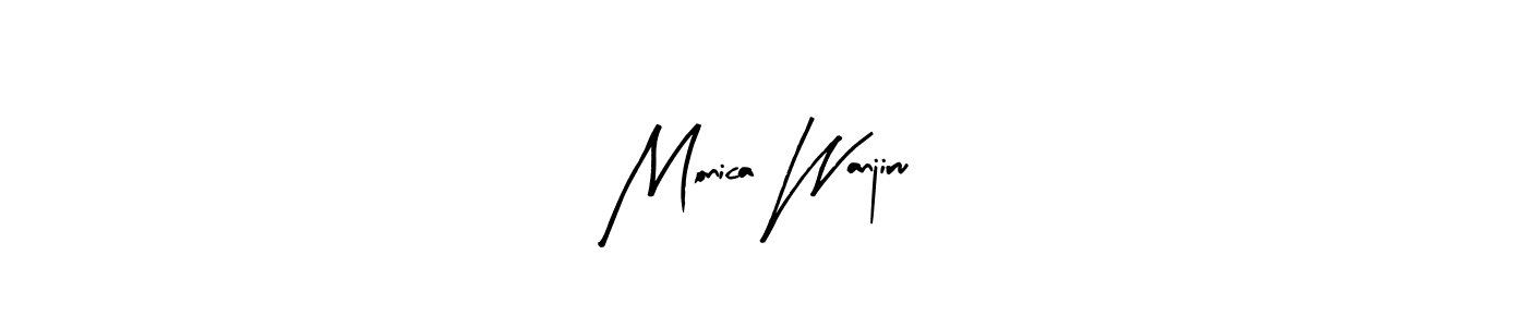 How to make Monica Wanjiru name signature. Use Arty Signature style for creating short signs online. This is the latest handwritten sign. Monica Wanjiru signature style 8 images and pictures png