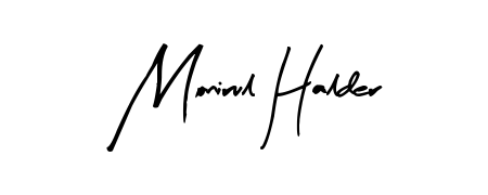 The Arty Signature handwriting style adds charm and authenticity to name Monirul Halder. A wonderful choice for personal thank-you notes. Monirul Halder signature style 8 images and pictures png