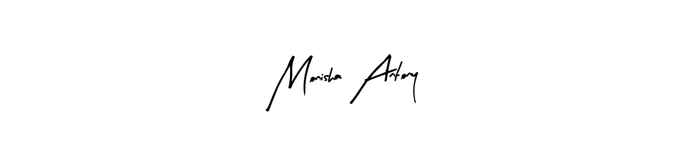 if you are searching for the best signature style for your name Monisha Antony. so please give up your signature search. here we have designed multiple signature styles  using Arty Signature. Monisha Antony signature style 8 images and pictures png