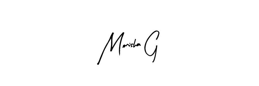 Also You can easily find your signature by using the search form. We will create Monisha G name handwritten signature images for you free of cost using Arty Signature sign style. Monisha G signature style 8 images and pictures png