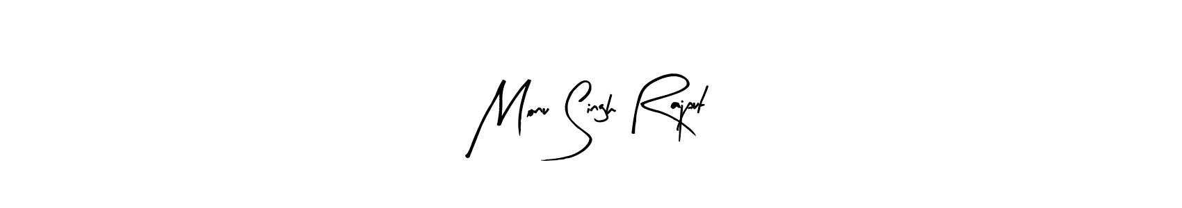 The best way (Arty Signature) to make a short signature is to pick only two or three words in your name. The name Monu Singh Rajput include a total of six letters. For converting this name. Monu Singh Rajput signature style 8 images and pictures png