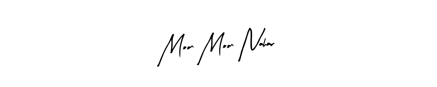 How to make Moon Moon Nahar name signature. Use Arty Signature style for creating short signs online. This is the latest handwritten sign. Moon Moon Nahar signature style 8 images and pictures png