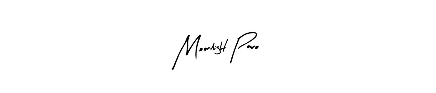 How to make Moonlight Paro name signature. Use Arty Signature style for creating short signs online. This is the latest handwritten sign. Moonlight Paro signature style 8 images and pictures png