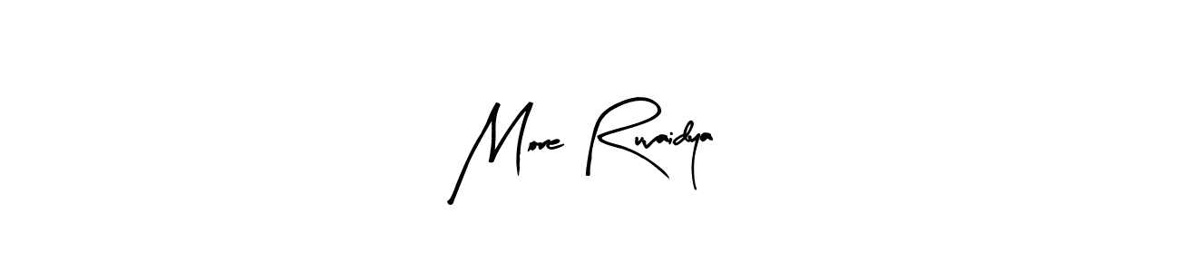 The best way (Arty Signature) to make a short signature is to pick only two or three words in your name. The name More Ruvaidya include a total of six letters. For converting this name. More Ruvaidya signature style 8 images and pictures png