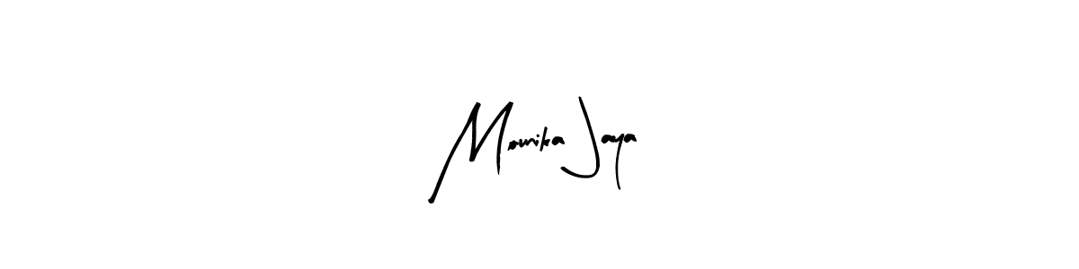 How to make Mounika Jaya name signature. Use Arty Signature style for creating short signs online. This is the latest handwritten sign. Mounika Jaya signature style 8 images and pictures png