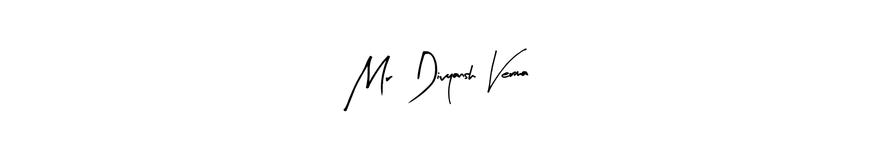Similarly Arty Signature is the best handwritten signature design. Signature creator online .You can use it as an online autograph creator for name Mr  Divyansh Verma. Mr  Divyansh Verma signature style 8 images and pictures png