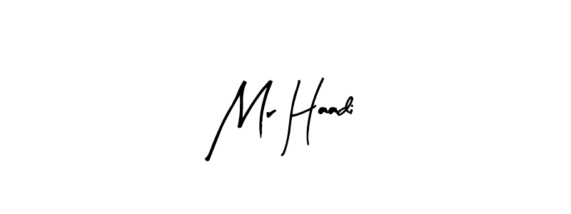 Arty Signature is a professional signature style that is perfect for those who want to add a touch of class to their signature. It is also a great choice for those who want to make their signature more unique. Get Mr Haadi name to fancy signature for free. Mr Haadi signature style 8 images and pictures png