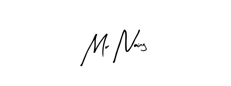 Design your own signature with our free online signature maker. With this signature software, you can create a handwritten (Arty Signature) signature for name Mr Naing. Mr Naing signature style 8 images and pictures png