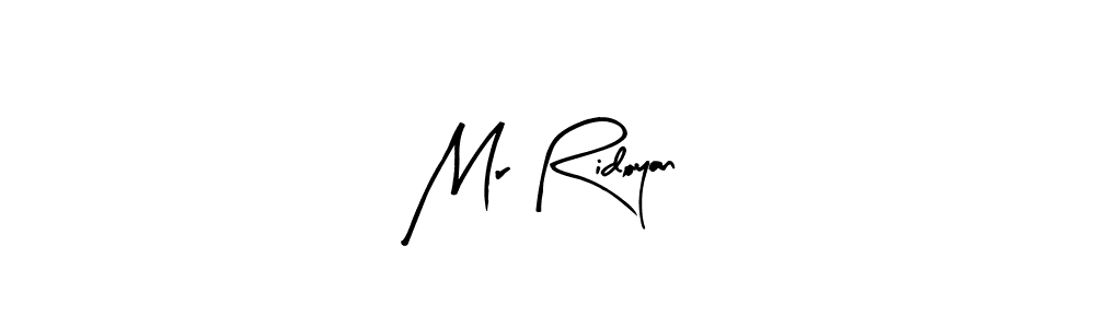 Similarly Arty Signature is the best handwritten signature design. Signature creator online .You can use it as an online autograph creator for name Mr Ridoyan. Mr Ridoyan signature style 8 images and pictures png