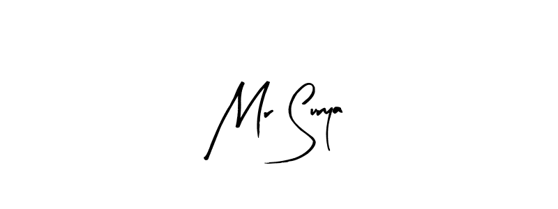 Similarly Arty Signature is the best handwritten signature design. Signature creator online .You can use it as an online autograph creator for name Mr Surya. Mr Surya signature style 8 images and pictures png