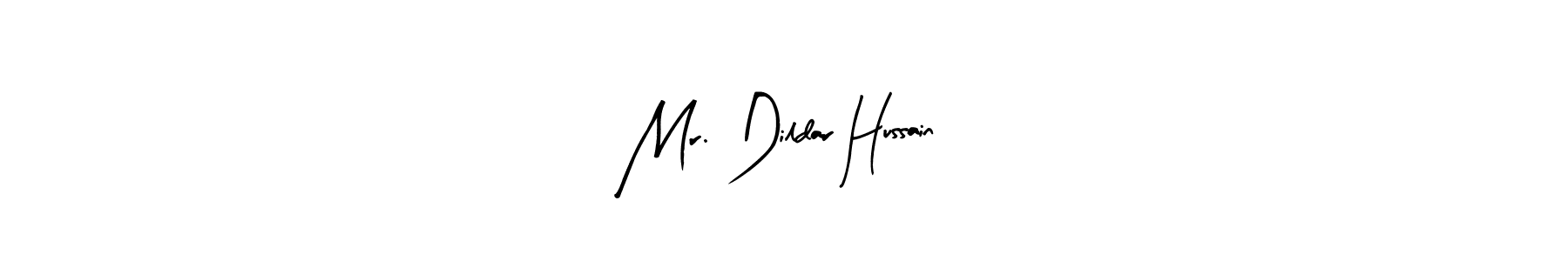 Similarly Arty Signature is the best handwritten signature design. Signature creator online .You can use it as an online autograph creator for name Mr. Dildar Hussain. Mr. Dildar Hussain signature style 8 images and pictures png