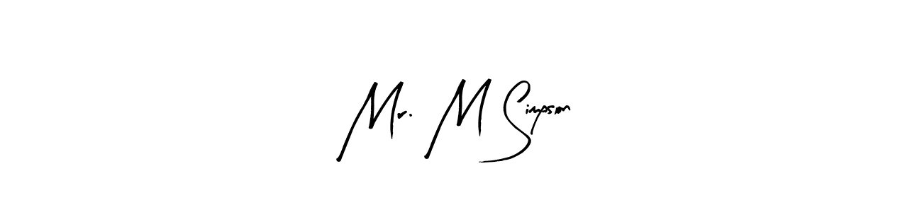 Similarly Arty Signature is the best handwritten signature design. Signature creator online .You can use it as an online autograph creator for name Mr. M Simpson. Mr. M Simpson signature style 8 images and pictures png