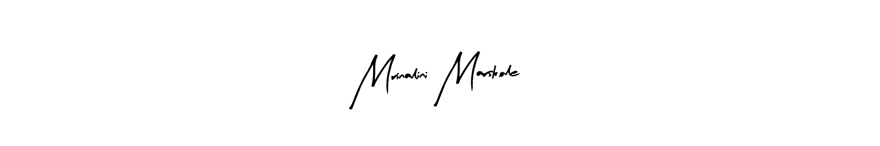 Arty Signature is a professional signature style that is perfect for those who want to add a touch of class to their signature. It is also a great choice for those who want to make their signature more unique. Get Mrinalini Marskole name to fancy signature for free. Mrinalini Marskole signature style 8 images and pictures png