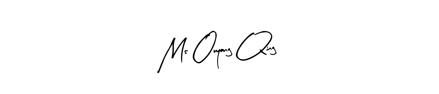 The best way (Arty Signature) to make a short signature is to pick only two or three words in your name. The name Ms Ouyang Qing include a total of six letters. For converting this name. Ms Ouyang Qing signature style 8 images and pictures png