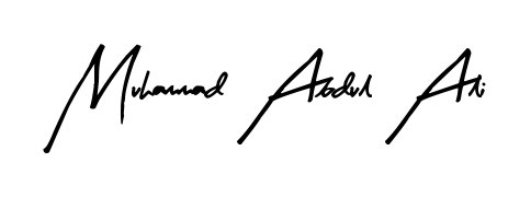 A sleek calligraphic signature for name Muhammad Abdul Ali utilizing Arty Signature styling. Great for adding personal signatures to photos and art. Muhammad Abdul Ali signature style 8 images and pictures png
