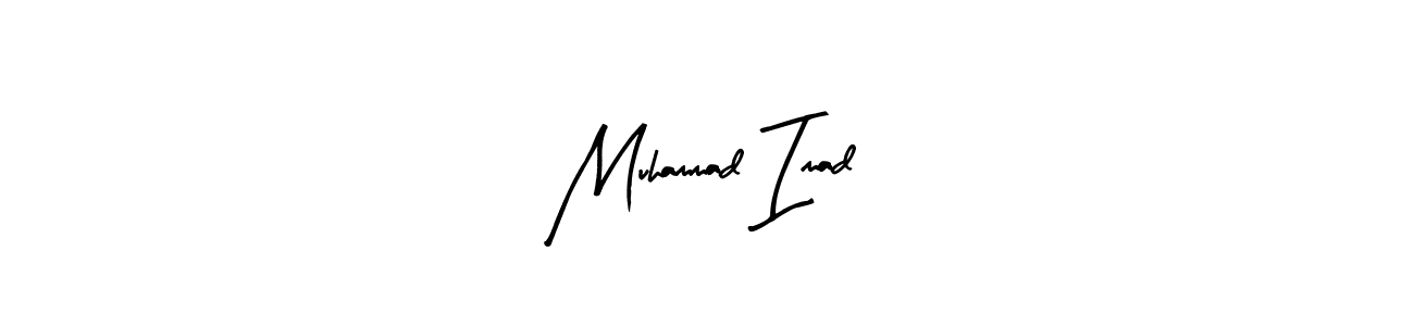 Arty Signature is a professional signature style that is perfect for those who want to add a touch of class to their signature. It is also a great choice for those who want to make their signature more unique. Get Muhammad Imad name to fancy signature for free. Muhammad Imad signature style 8 images and pictures png