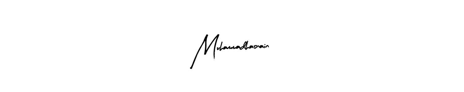 How to make Muhammadhasnain name signature. Use Arty Signature style for creating short signs online. This is the latest handwritten sign. Muhammadhasnain signature style 8 images and pictures png
