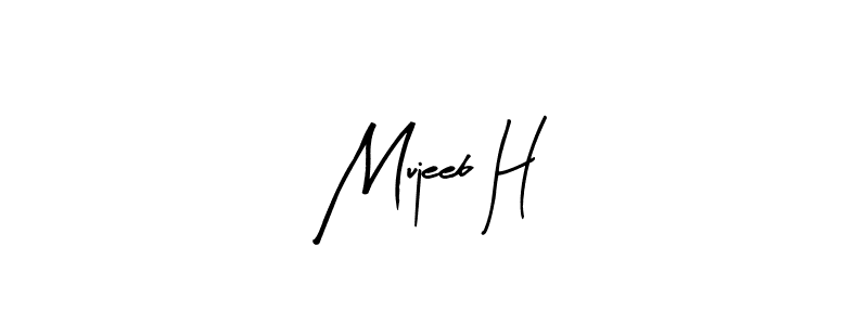 Mujeeb H stylish signature style. Best Handwritten Sign (Arty Signature) for my name. Handwritten Signature Collection Ideas for my name Mujeeb H. Mujeeb H signature style 8 images and pictures png