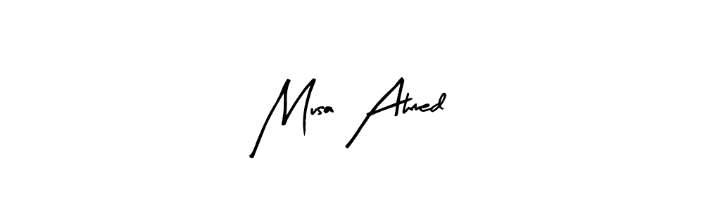 How to make Musa Ahmed name signature. Use Arty Signature style for creating short signs online. This is the latest handwritten sign. Musa Ahmed signature style 8 images and pictures png