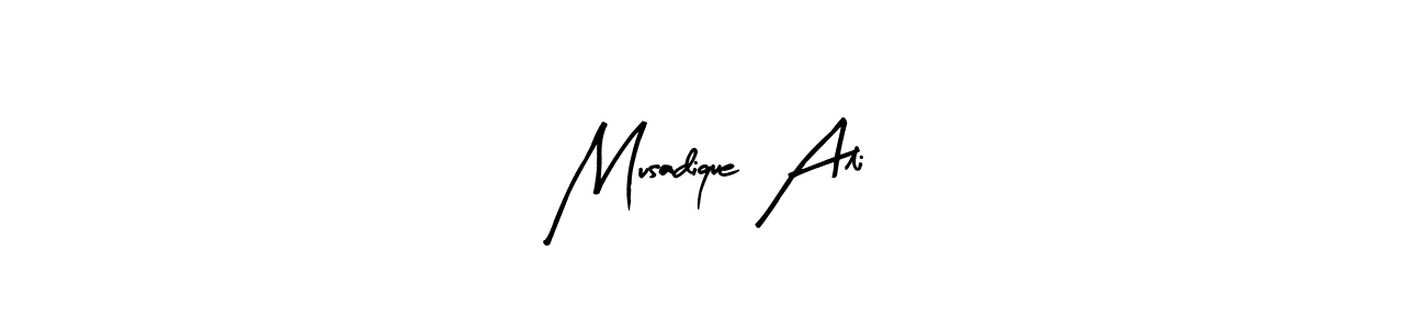 Design your own signature with our free online signature maker. With this signature software, you can create a handwritten (Arty Signature) signature for name Musadique Ali. Musadique Ali signature style 8 images and pictures png