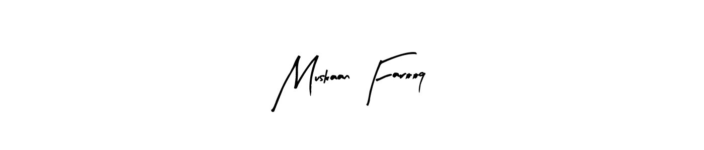 How to make Muskaan Farooq name signature. Use Arty Signature style for creating short signs online. This is the latest handwritten sign. Muskaan Farooq signature style 8 images and pictures png