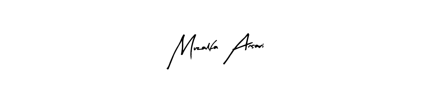 Arty Signature is a professional signature style that is perfect for those who want to add a touch of class to their signature. It is also a great choice for those who want to make their signature more unique. Get Muzalfa Ansari name to fancy signature for free. Muzalfa Ansari signature style 8 images and pictures png