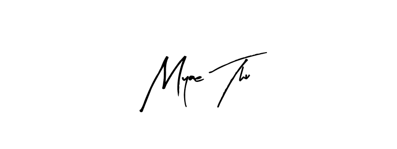 The best way (Arty Signature) to make a short signature is to pick only two or three words in your name. The name Myae Thu include a total of six letters. For converting this name. Myae Thu signature style 8 images and pictures png