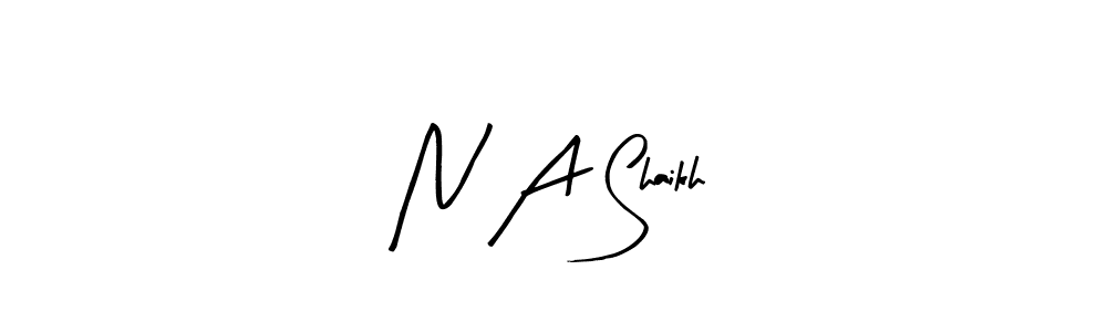 How to make N A Shaikh name signature. Use Arty Signature style for creating short signs online. This is the latest handwritten sign. N A Shaikh signature style 8 images and pictures png