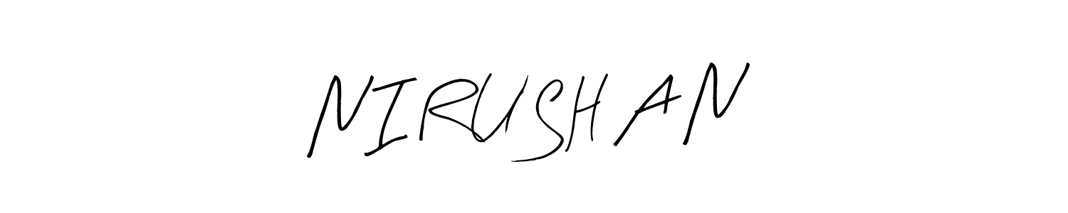 Similarly Arty Signature is the best handwritten signature design. Signature creator online .You can use it as an online autograph creator for name N I R U S H A N. N I R U S H A N signature style 8 images and pictures png