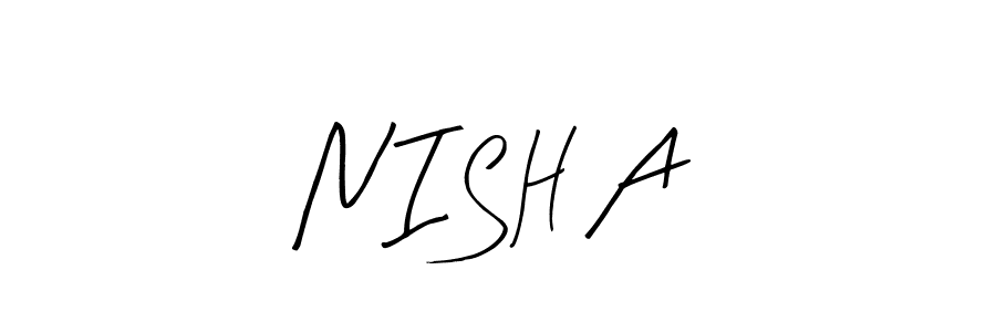 N I S H A stylish signature style. Best Handwritten Sign (Arty Signature) for my name. Handwritten Signature Collection Ideas for my name N I S H A. N I S H A signature style 8 images and pictures png