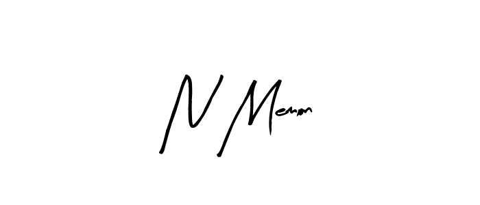 Create a beautiful signature design for name N Memon. With this signature (Arty Signature) fonts, you can make a handwritten signature for free. N Memon signature style 8 images and pictures png