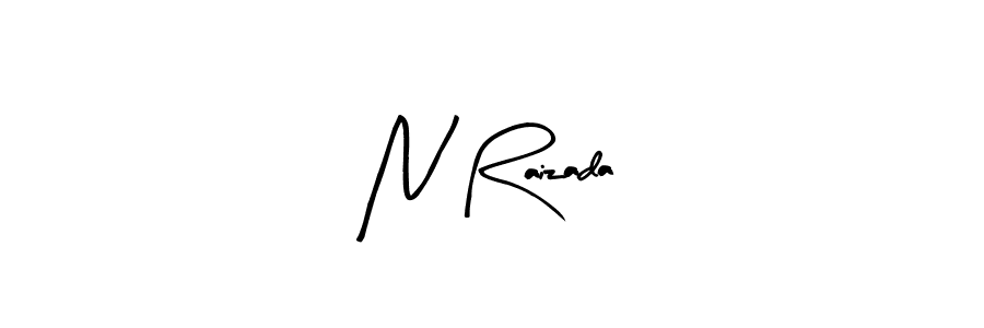 Make a beautiful signature design for name N Raizada. With this signature (Arty Signature) style, you can create a handwritten signature for free. N Raizada signature style 8 images and pictures png