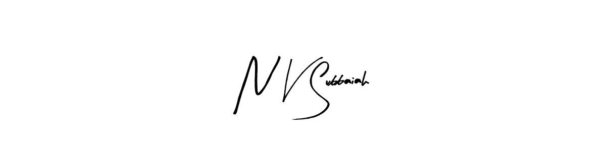 Similarly Arty Signature is the best handwritten signature design. Signature creator online .You can use it as an online autograph creator for name N V Subbaiah. N V Subbaiah signature style 8 images and pictures png