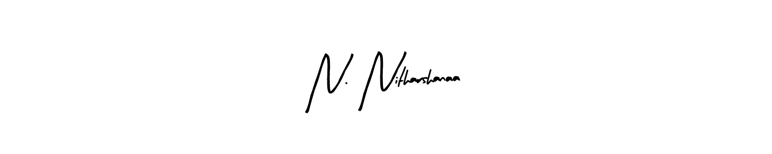 The best way (Arty Signature) to make a short signature is to pick only two or three words in your name. The name N. Nitharshanaa include a total of six letters. For converting this name. N. Nitharshanaa signature style 8 images and pictures png