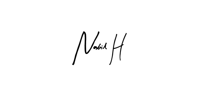 The best way (Arty Signature) to make a short signature is to pick only two or three words in your name. The name Nabil H include a total of six letters. For converting this name. Nabil H signature style 8 images and pictures png