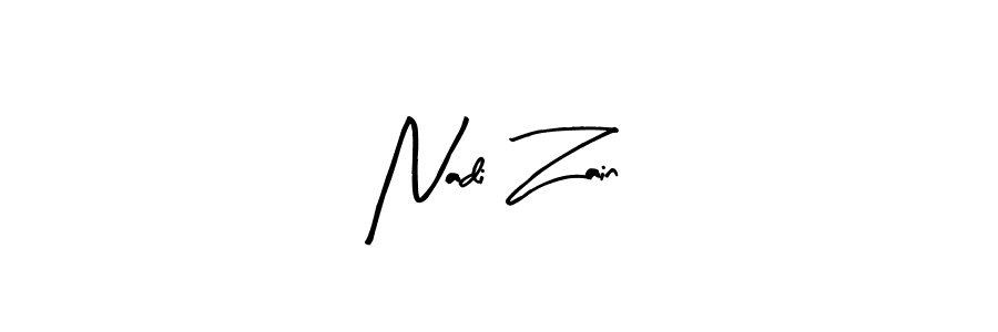 Use a signature maker to create a handwritten signature online. With this signature software, you can design (Arty Signature) your own signature for name Nadi Zain. Nadi Zain signature style 8 images and pictures png