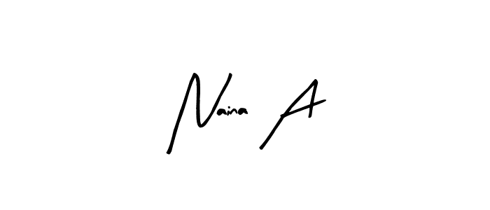 How to make Naina A name signature. Use Arty Signature style for creating short signs online. This is the latest handwritten sign. Naina A signature style 8 images and pictures png