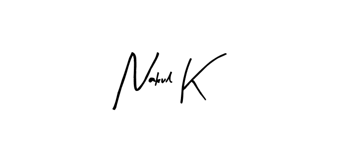 You can use this online signature creator to create a handwritten signature for the name Nakul K. This is the best online autograph maker. Nakul K signature style 8 images and pictures png