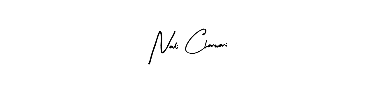 How to make Nali Chanwani name signature. Use Arty Signature style for creating short signs online. This is the latest handwritten sign. Nali Chanwani signature style 8 images and pictures png
