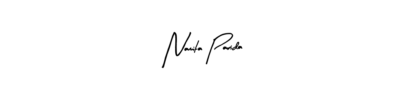 The best way (Arty Signature) to make a short signature is to pick only two or three words in your name. The name Namita Parida include a total of six letters. For converting this name. Namita Parida signature style 8 images and pictures png