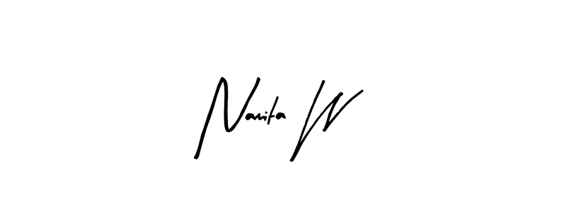 How to make Namita W name signature. Use Arty Signature style for creating short signs online. This is the latest handwritten sign. Namita W signature style 8 images and pictures png